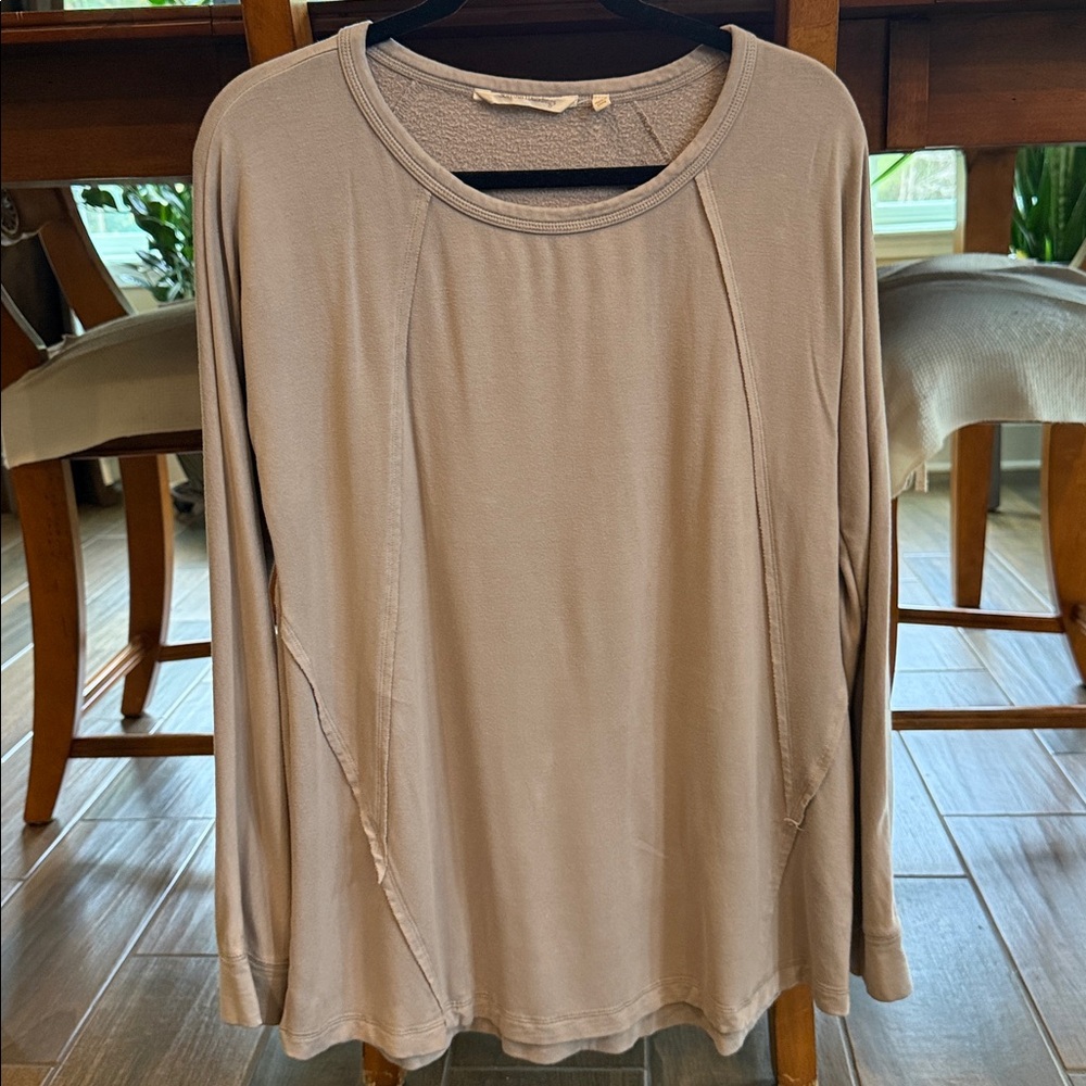 Soft Surroundings Gray Stone Pebble Tunic Top with Long Sleeves